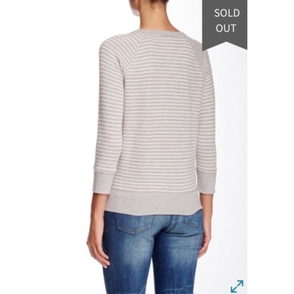 James Perse Stripe Raglan Pullover Sweatshirt 3 M - image 2